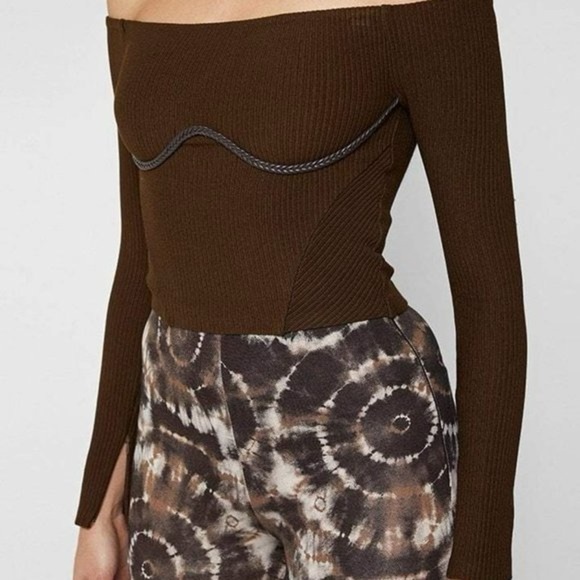 Manière De Voir Chocolate Brown Rope Underbust Crop Top (22) - Picture 3 of 9